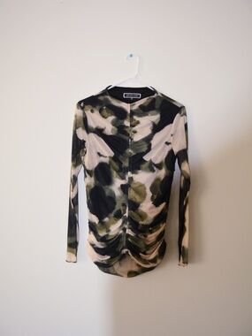 Mesh Olive Green Pattern Top